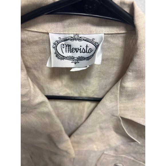 Mevisto Womens Beige Linen Button-Down Jacket With Pockets Size L - Picture 4 of 11